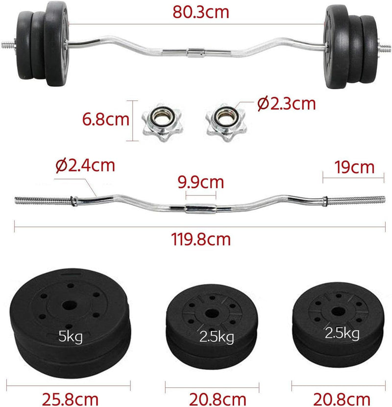 Laad afbeelding in Galerijviewer, Yaheetech 25 kg SZ curlset lange halterset, stang met 6 schijven, krachttraining, gewichten, halterstangenset

