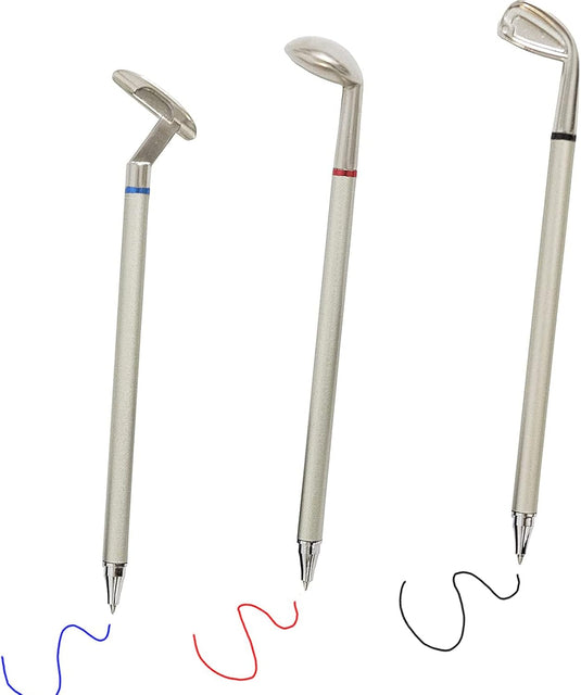 Mini Golf Putter Club Set Balpennen Golf Club Golfclubs 3 stuks mini-pen voor golfclub club decoratie briefpapier voor golfliefhebbers dames kinderen indoor spel