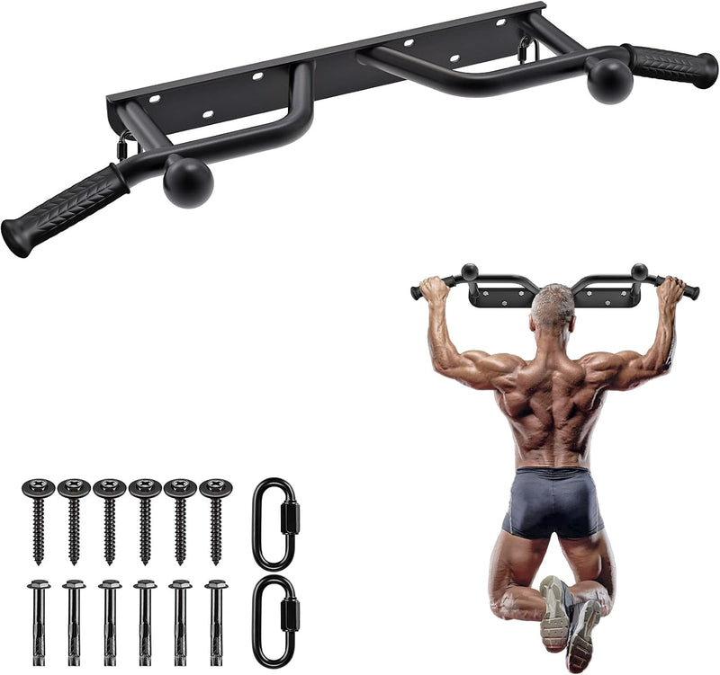 Laden Sie das Bild in Galerie -Viewer, Wandgemonteerde optrekstang met 5 gripposities en gripballen tot 227 kg – pull-up bar – krachttraining
