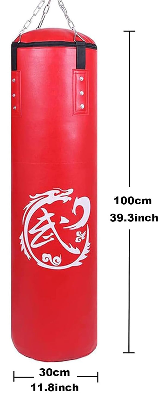 Ongevulde hangende bokszak 100 cm rood van PU-leer
