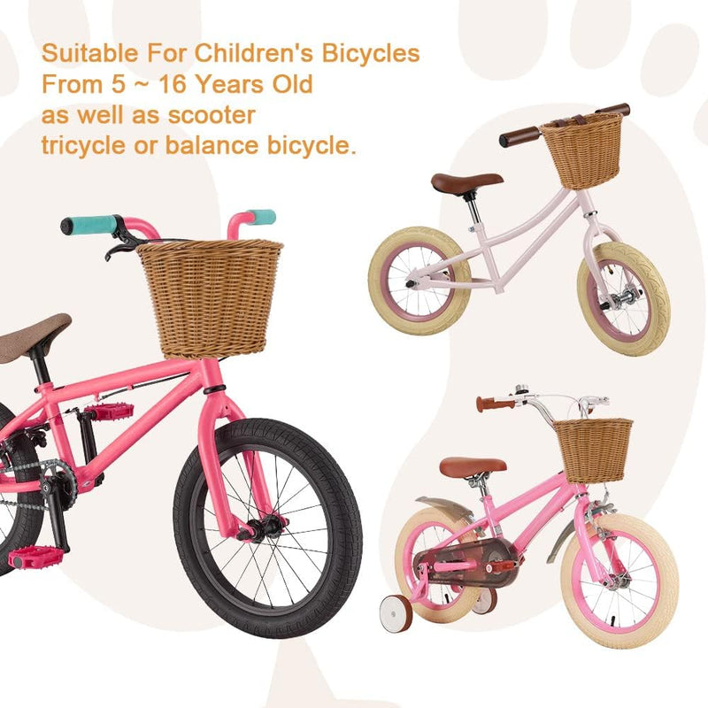 Laad afbeelding in Galerijviewer, Flintronic Kinderfietsmand, handgeweven fietsmand voor kinderen, fietsmand voor meisjes, jongens, kinderen, met fietsaccessoires
