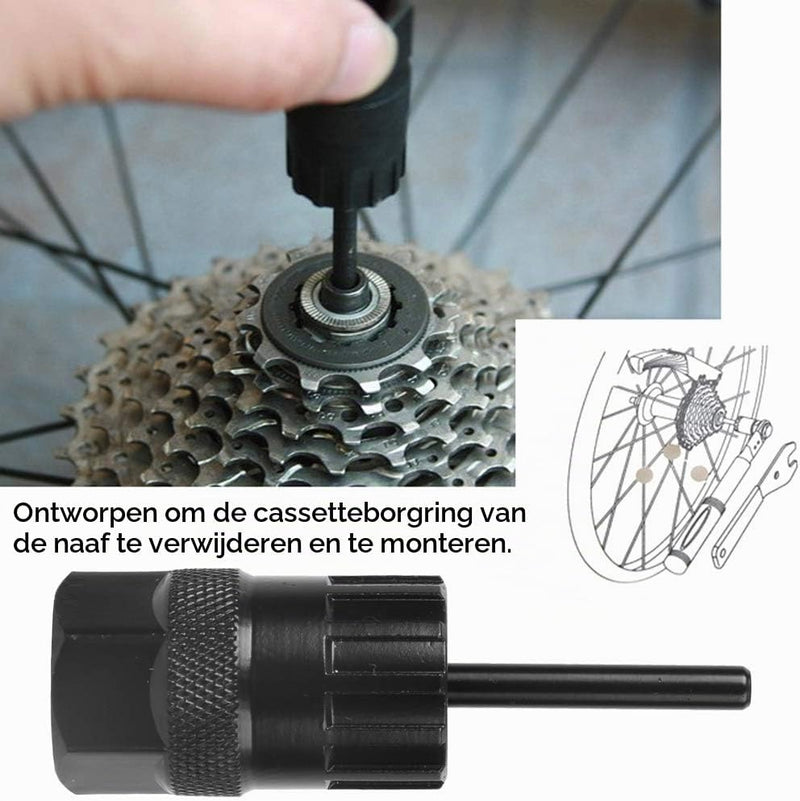 Laden Sie das Bild in Galerie -Viewer, Fiets cassette afnemer met 12 tanden voor SRAM en SunRace tandwielen – lockring sleutel – fietsgereedschap

