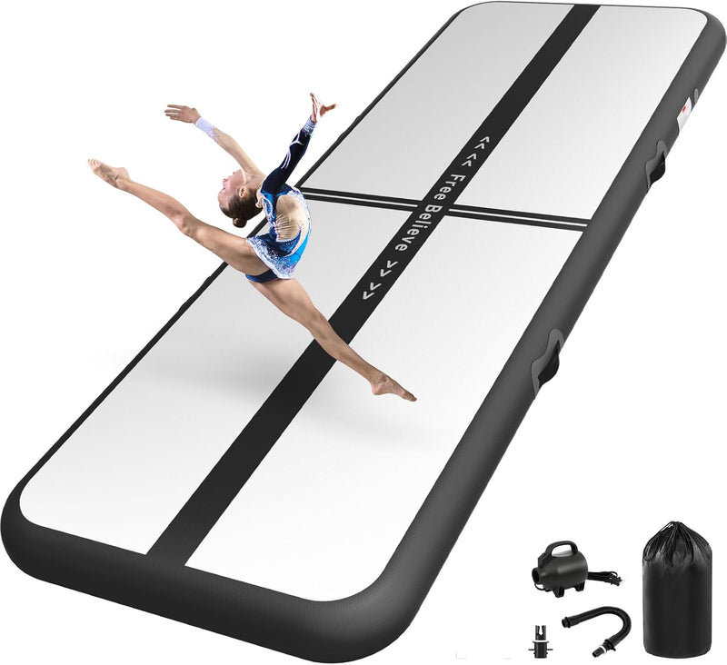 Laden Sie das Bild in Galerie -Viewer, Opblaasbare turnmat 2-6 m – 10/15 cm dik – gymnastiekmat met 600W elektrische pomp – voor fitness, yoga en thuis
