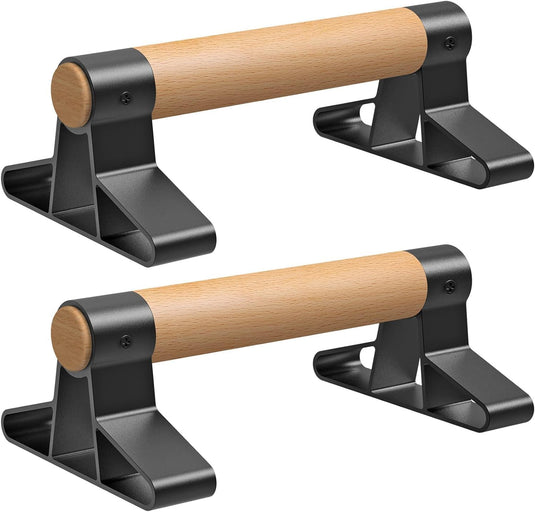 Parallettes met houten handgrepen en stalen frame tot 272 kg – push-up bars – calisthenics