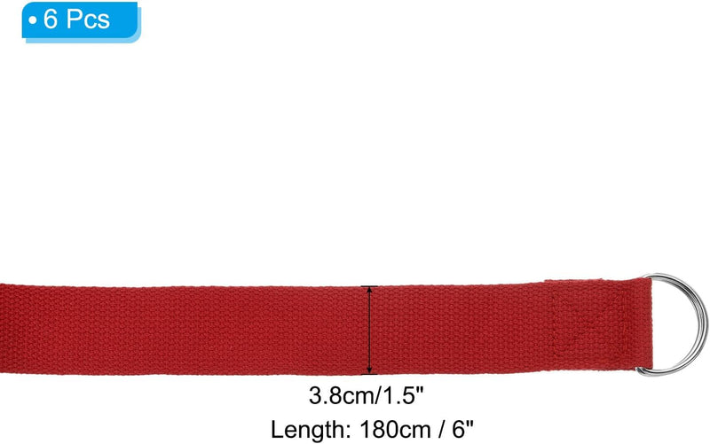 Laad afbeelding in Galerijviewer, Yogariemen 6 stuks 180 x 3,8 cm van katoen met D-ring bruin – stretchbanden – yoga pilates accessoires
