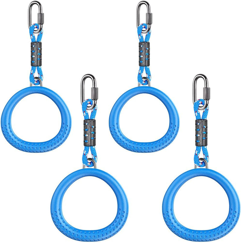 Laden Sie das Bild in Galerie -Viewer, Trapeze ringen 2 stuks met karabijnhaken voor klimrek en schommel – monkey bars – speeltoestel accessoires
