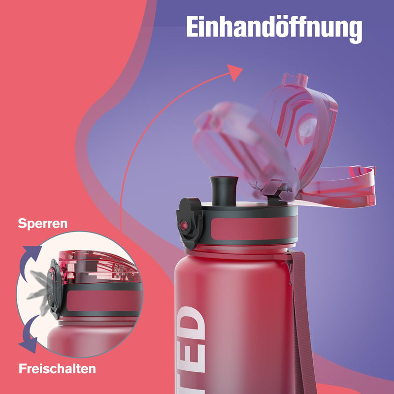 Load image into Gallery viewer, Drinkfles 750 ml BPA-vrij met tijdmarkeringen en lekvrije dop – waterfles – sportfles
