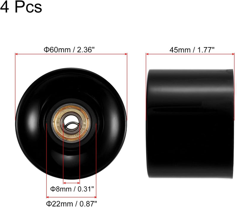 Carica immagine in Galleria Viewer, Longboard wielen 60 mm 80A met ABEC-11 lagers 4 stuks zwart-goud – cruiser skateboard wielen

