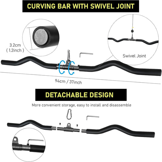 Barre de tirage latéral pour machine à câble 94 cm noire
