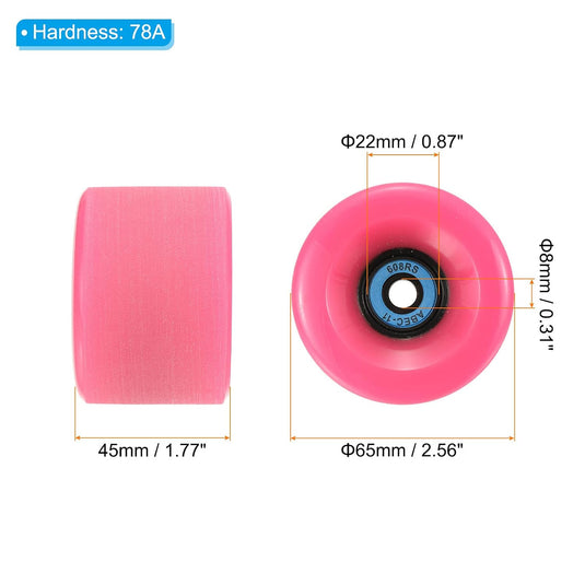Longboard wielen 65 x 51 mm 78A met ABEC-11 lagers 4 stuks zwart – cruiser skateboard wielen