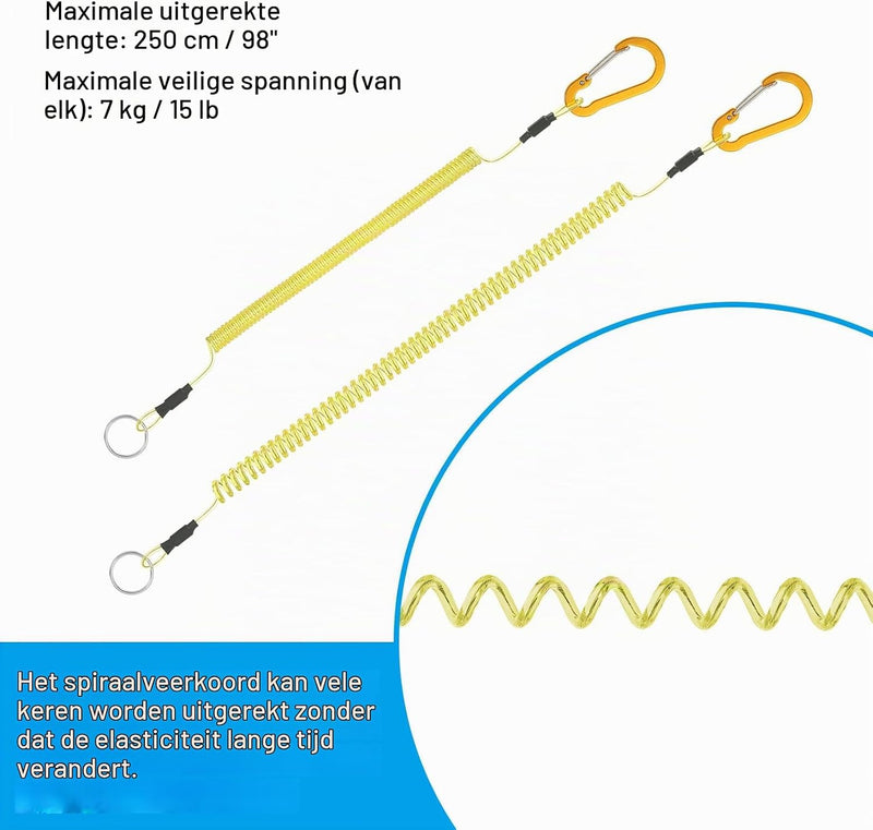 Chargez l'image dans la visionneuse de la galerie, Spiraalkoorden 3 stuks uitschuifbaar tot 150 cm met clip groen – veiligheidslijnen – outdoor accessoires
