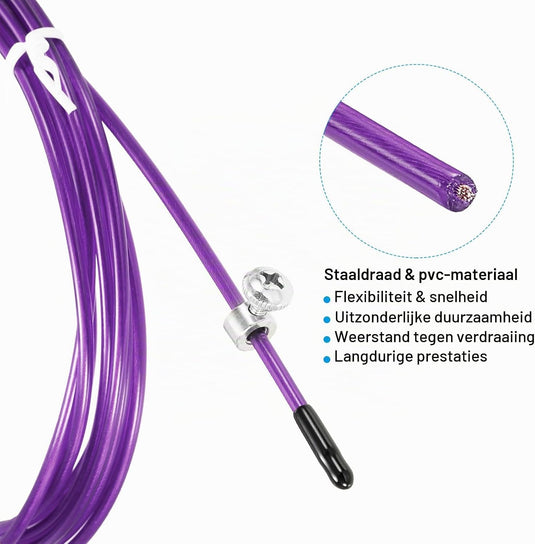 Speed jump rope vervangingskabel 3 meter x 2,5 mm rood – springtouw kabel – fitness accessoires