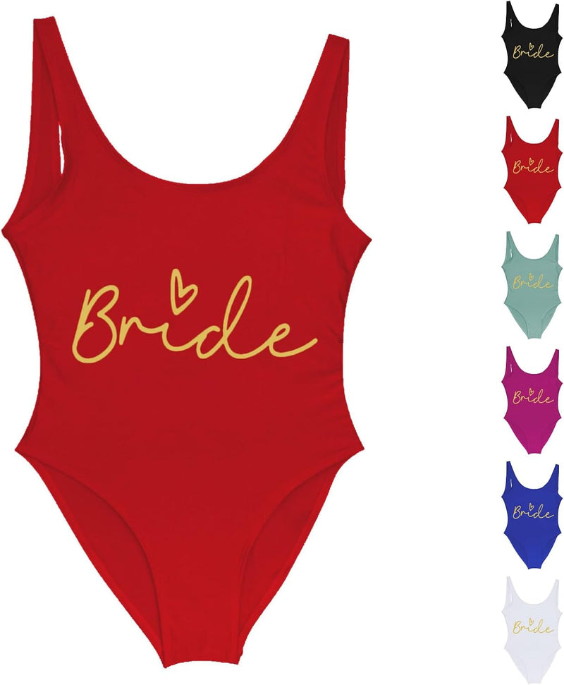 Load image into Gallery viewer, Dames badpak Bride to Be met letterprint en lage rug – bruidsbadpak – vrijgezellenfeest
