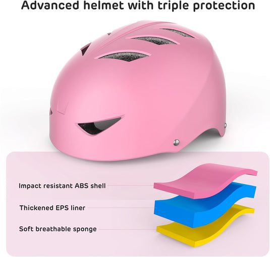Kids Helm en Pads Set Leeftijd 5-15 Jaar Kids Skateboard Helm Kniebeschermers Elleboog Pads Pols Pads voor Roller Scooter Fietsen Schaatsen