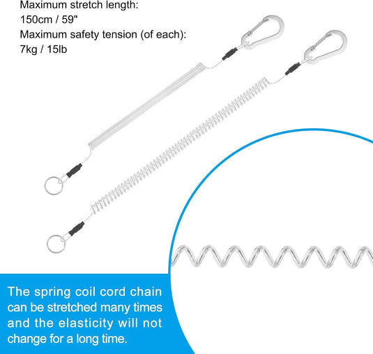 Spiraalkoorden 3 stuks uitschuifbaar tot 150 cm met clip groen – veiligheidslijnen – outdoor accessoires