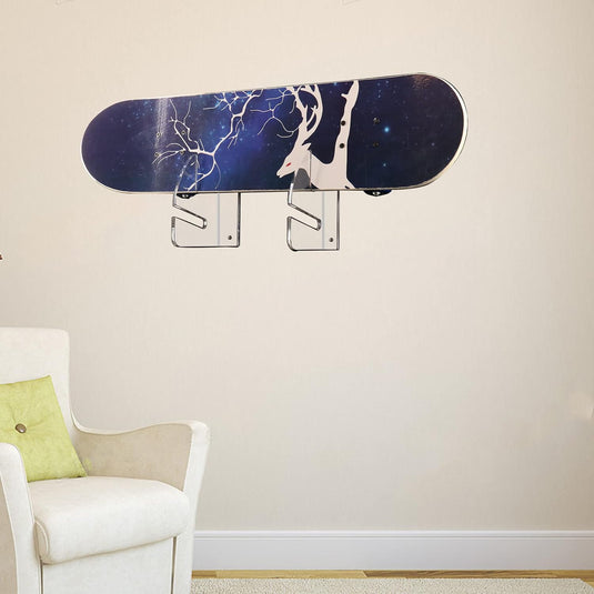 Skateboard wandhouder van transparant acryl – horizontaal boardrek – longboard skateboard accessoires