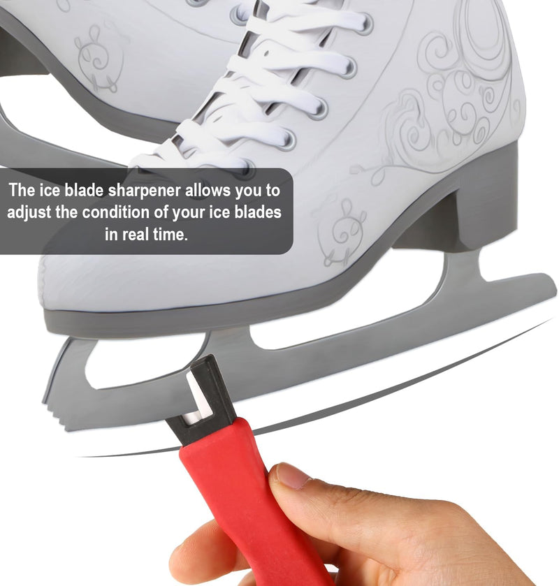 Load image into Gallery viewer, Dubbelzijdige schaatsslijper rood met keramische V-groef
