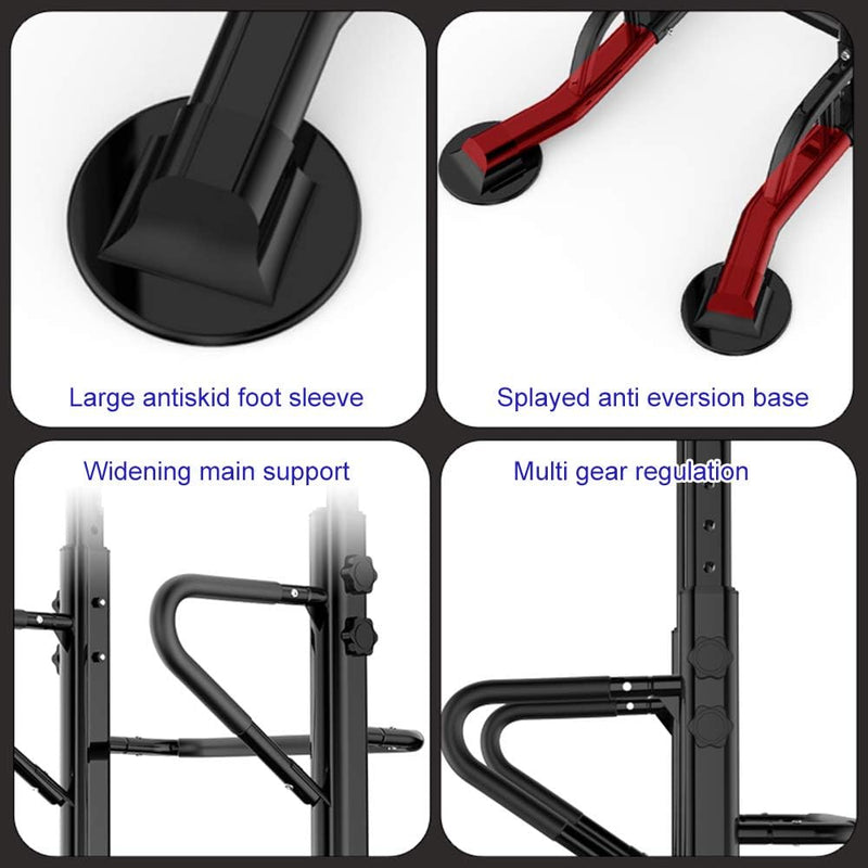 Laad afbeelding in Galerijviewer, DlandHome Power Tower Dip Station Pull Up Bar Multi-Function Strength Training Fitness Workout Station for Home Office Gym, Black, 330lbs
