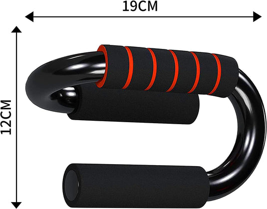 Push Up Bar Pushup Handles 2 Bars S Shapes for Floor Chest Workout Equipment Home Gym for Men and Women,Sweat Absorbent Thick Sponge Handle,Anti Slip PVC Bottom.
