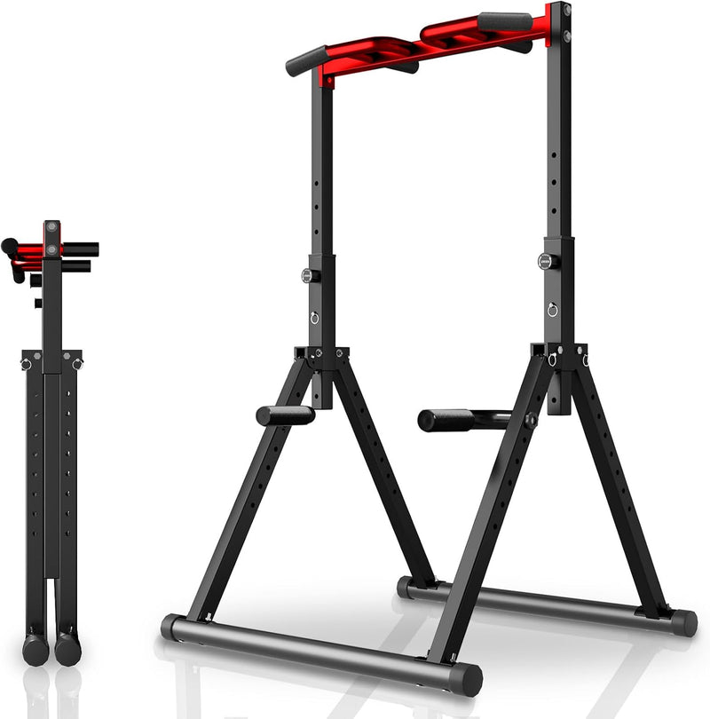 Laden Sie das Bild in Galerie -Viewer, Opvouwbare power tower met verstelbare optrekstang en dip station tot 200 kg – pull-up bar – krachtstation

