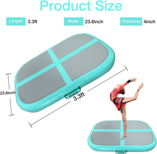 Opblaasbaar gymnastiekblok 100 x 100 x 20 cm – airblock turnmat met elektrische pomp voor turnen, fitness en yoga