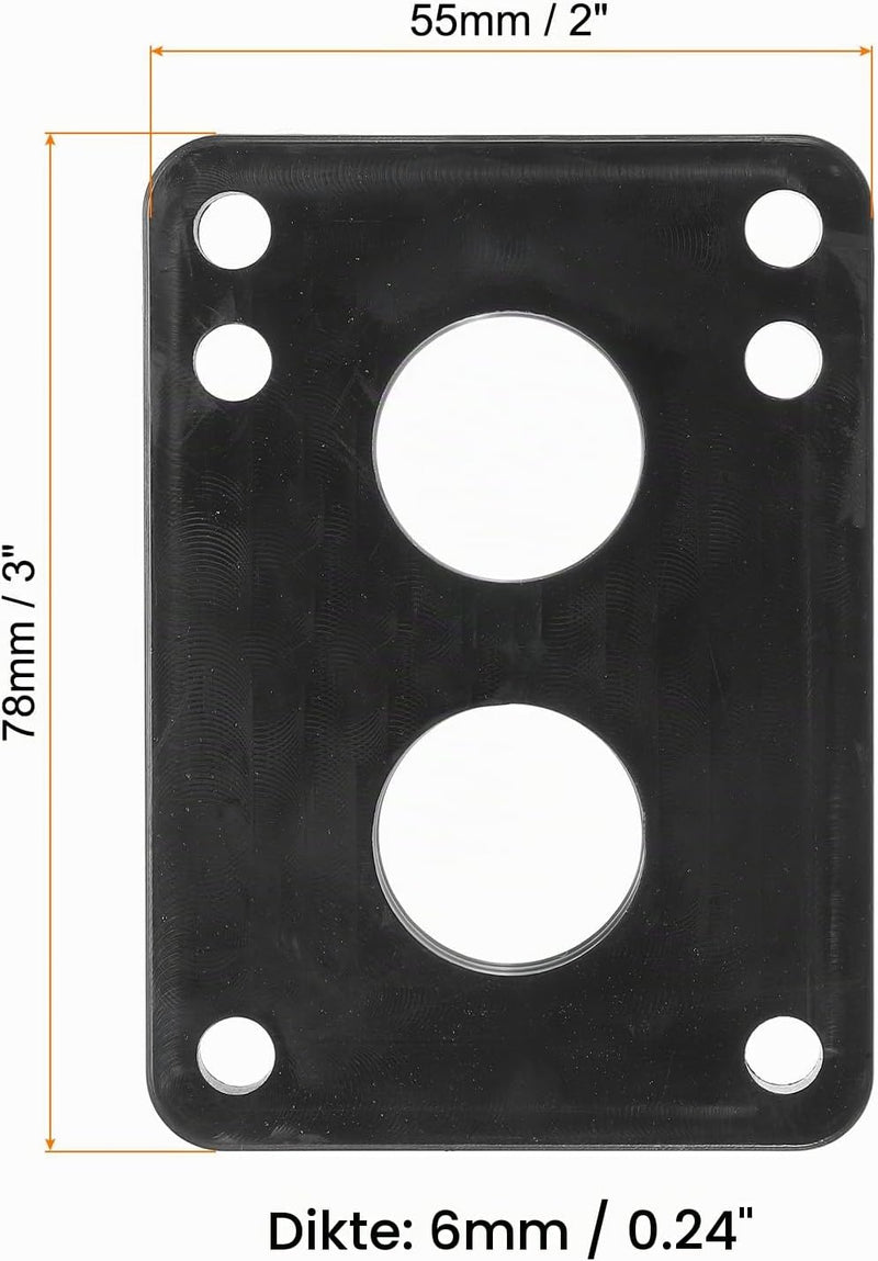 Laad afbeelding in Galerijviewer, Skateboard riser pads 2 stuks 6 mm van PU zwart – schokdempers – skateboard accessoires
