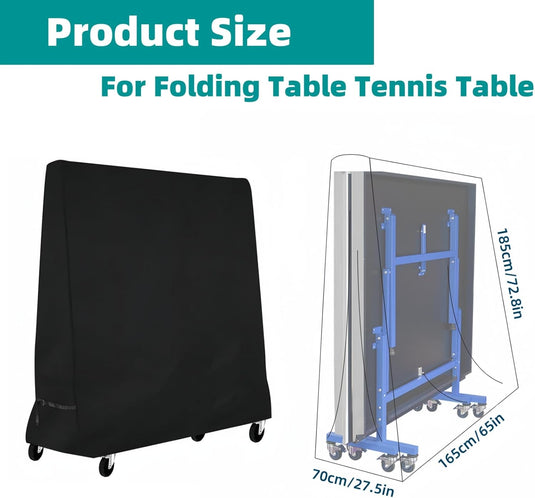 Wasserdichte Tischtennis-Schutzhülle 185 x 165 x 70 cm aus 210D-Oxford-Polyester – Pingponghülle – Tischabdeckung