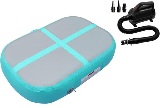 Opblaasbaar gymnastiekblok 100 x 100 x 20 cm – airblock turnmat met elektrische pomp voor turnen, fitness en yoga