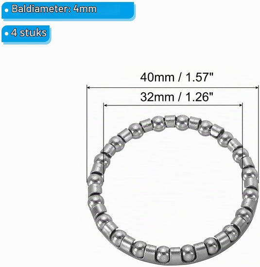 Fiets crankstel kogellagers 3/16 inch - RVS fietslager kogelkooi reserveonderdelen - Fiets trapas & as kogellagers