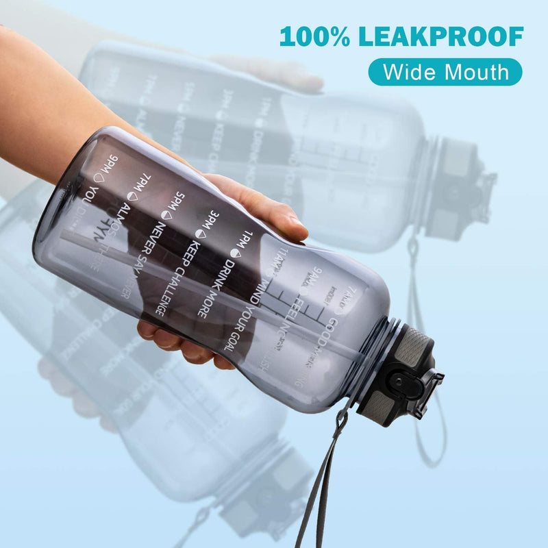 Load image into Gallery viewer, MYFOREST Water Bottle 2200 ml Large Sports Bottle 2.2 Litre, 100% Dishwasher Safe Time Marker for Motivational Hydration, BPA Free, Anti-Fall, Flip Up Nozzle
