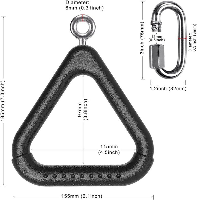 Laden Sie das Bild in Galerie -Viewer, Trapeze ringen 2 stuks met karabijnhaken voor klimrek en schommel – monkey bars – speeltoestel accessoires
