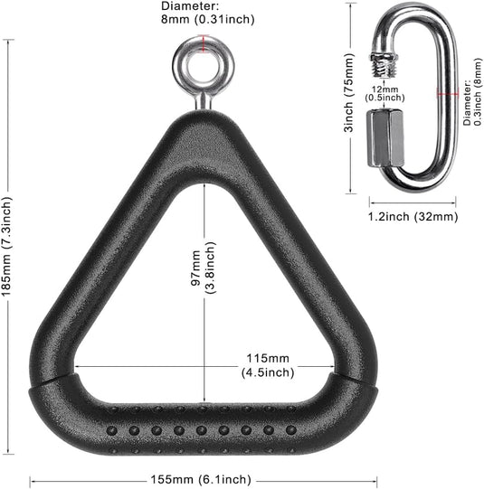 Trapeze ringen 2 stuks met karabijnhaken voor klimrek en schommel – monkey bars – speeltoestel accessoires