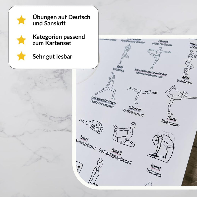 Laad afbeelding in Galerijviewer, FIT BALANCED Yoga poster A2, met 76 yoga-oefeningen, asana's
