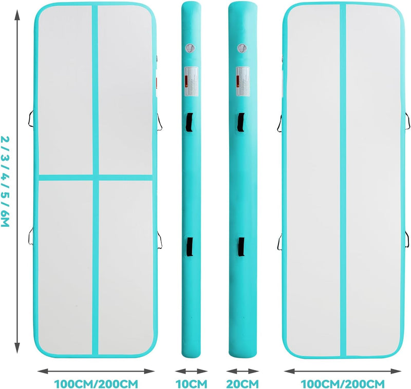 Laden Sie das Bild in Galerie -Viewer, Opblaasbare airtrack 3-6 m – turnmat 10/20 cm met elektrische pomp – voor gymnastiek, tumbling, yoga en taekwondo
