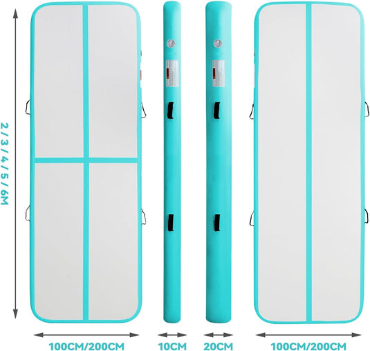 Opblaasbare airtrack 3-6 m – turnmat 10/20 cm met elektrische pomp – voor gymnastiek, tumbling, yoga en taekwondo