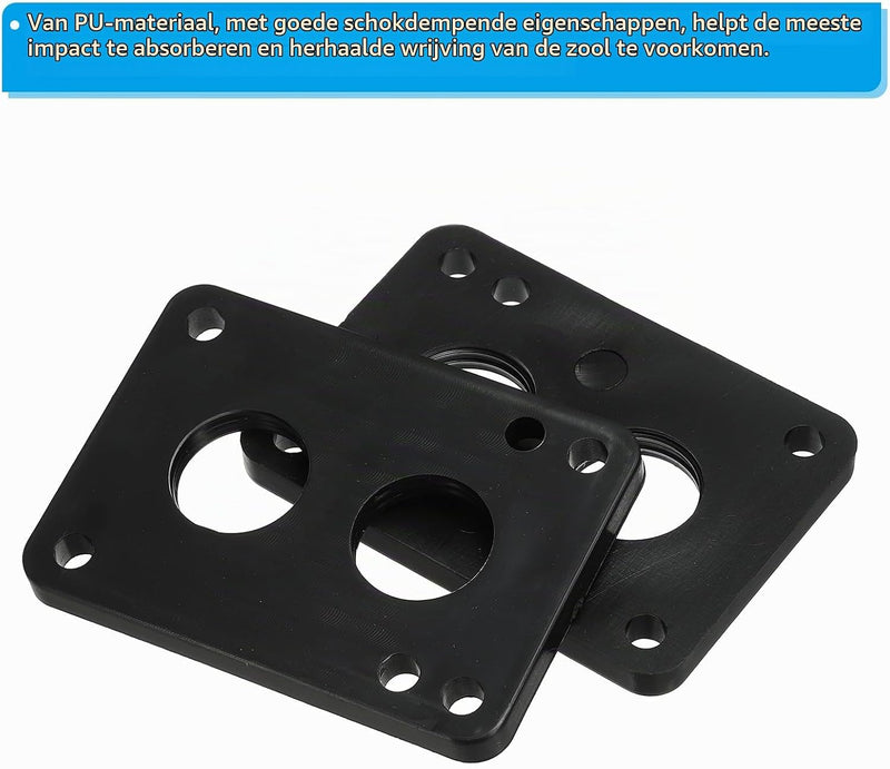 Laad afbeelding in Galerijviewer, Skateboard riser pads 2 stuks 6 mm van PU zwart – schokdempers – skateboard accessoires
