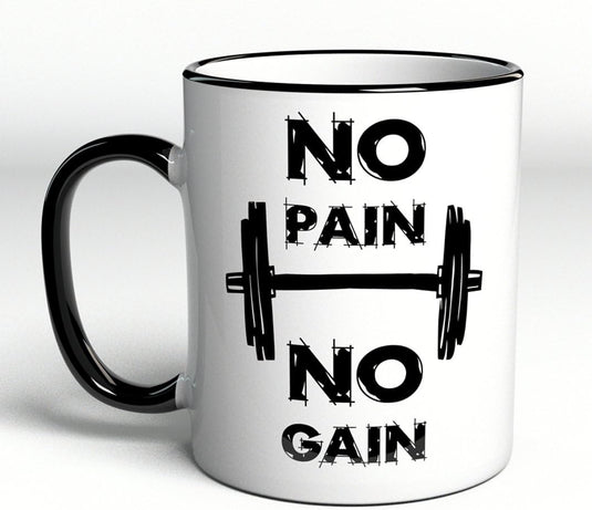 Mok met spreuk/opschrift "No Pain No Gain"