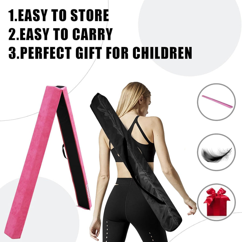 Laad afbeelding in Galerijviewer, Gymnastiekbalk 210-300 cm – opvouwbare balansbalk met antislip onderzijde en draaggreep – voor kinderen en training thuis
