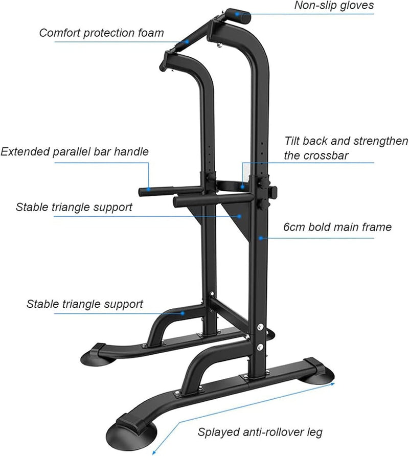 Load image into Gallery viewer, Adjustable power tower 165-210 cm with pull-up bar and dip station – power tower – fitness frame
