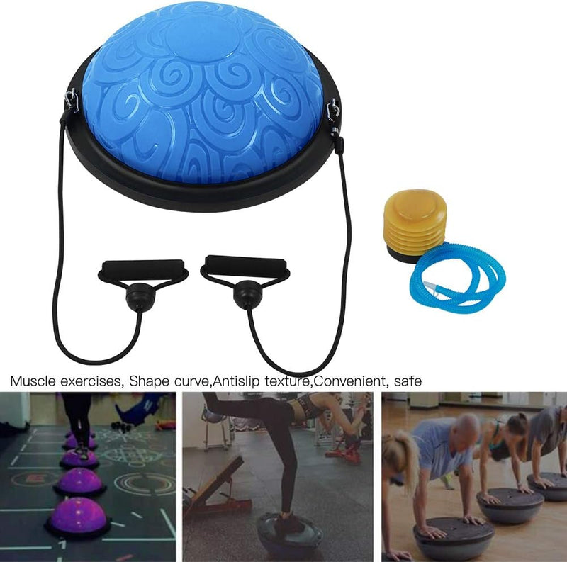Load image into Gallery viewer, Halve yogabal 46 cm met 2 weerstandsbanden – balanstrainer – core training – stabiliteit
