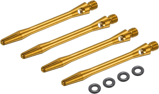 Dartschachten 4 stuks 45 mm van aluminium geel met 2BA schroefdraad – dart shafts – dart accessoires
