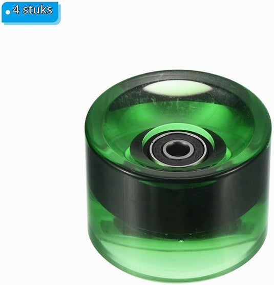 Longboard wielen 70 x 51 mm 78A met ABEC-9 lagers 4 stuks transparant groen – cruiser wielen