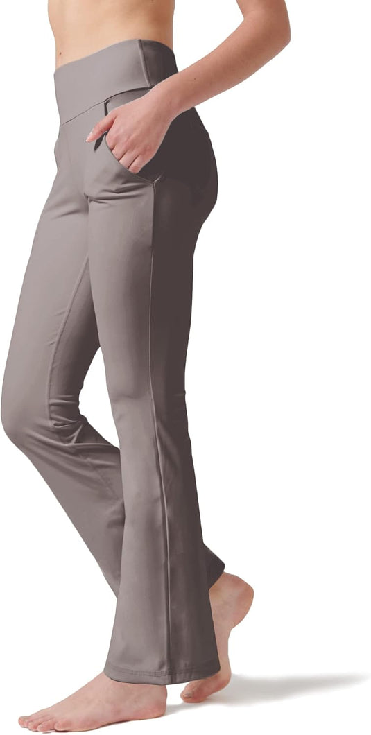 LaiEr Yogabroek Voor Dames Met 4 zakken Hoge Taille Werkbroek 4-way Stretch Tummy Control Lange Flare Broek