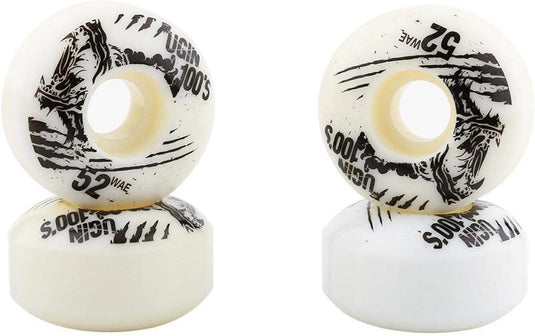 Skateboardwielen 52 x 30 mm 100A PU 4 stuks wit – vervangingswielen – skateboard accessoires