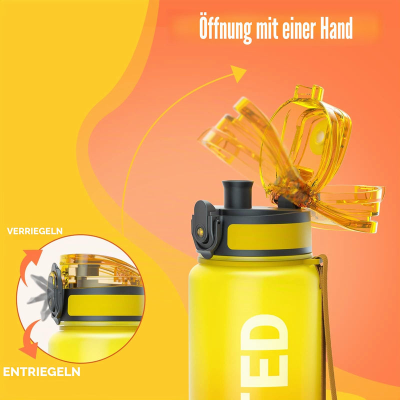 Load image into Gallery viewer, Drinkfles 750 ml BPA-vrij met tijdmarkeringen en lekvrije dop – waterfles – sportfles
