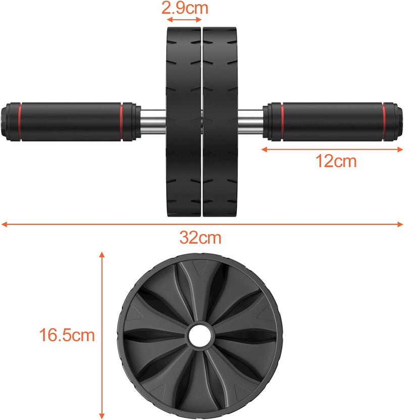 Load image into Gallery viewer, Ab roller met verstelbare dubbele wielen en kniemat tot 200 kg – buikspiertrainer – ab wheel
