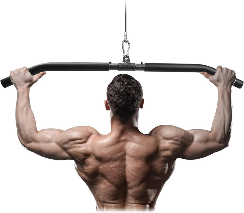 Laden Sie das Bild in Galerie -Viewer, Lat pulldown bar 85 cm met draaischarnier en antislip handgrepen – kabelstang – fitness accessoire
