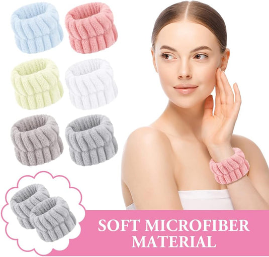 AOOWU Polsband, Elastische Microvezel, Gezichtswas, Cosmetica, Haarband, Spa-armbanden voor Absorberende Zweetband voor Vrouwen en Meisjes, Make-up, Pols, Gezichtsverzorging