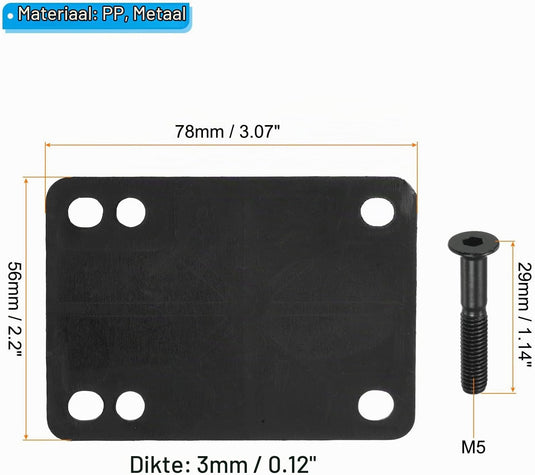 Skateboard riser pads 3 mm 2 stuks met 29 mm schroeven en moeren – shock pads – skate accessoires