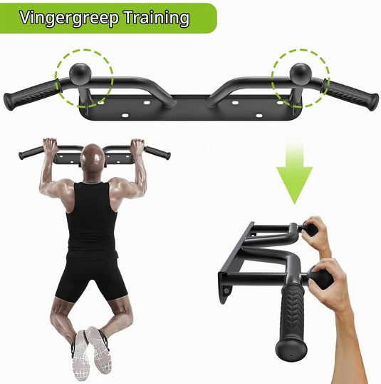 Wandgemonteerde optrekstang met 5 gripposities en gripballen tot 227 kg – pull-up bar – krachttraining